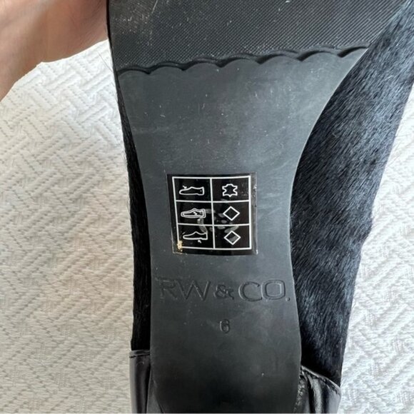 Rw&co. Western calf hair ankle boots heels booties leather black size 6 - Picture 9 of 15